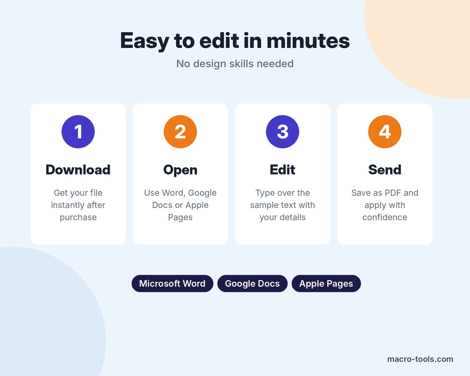 How to edit the Data Analyst resume in Word, Google Docs or Pages