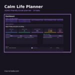 Calm Life Planner – ADHD-Friendly Excel Planner (Tasks, Habits, Money, Meals, Wellness)
