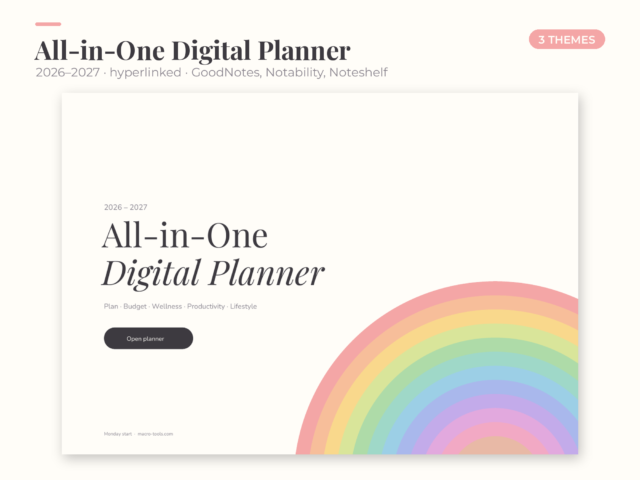 All-in-One Digital Planner 2026–2027 – Hyperlinked for GoodNotes, Notability & Noteshelf