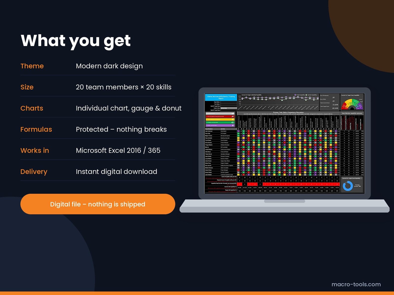 Skills Matrix Excel Template – Dark Edition (Training Tracker & Dashboard) - Image 7