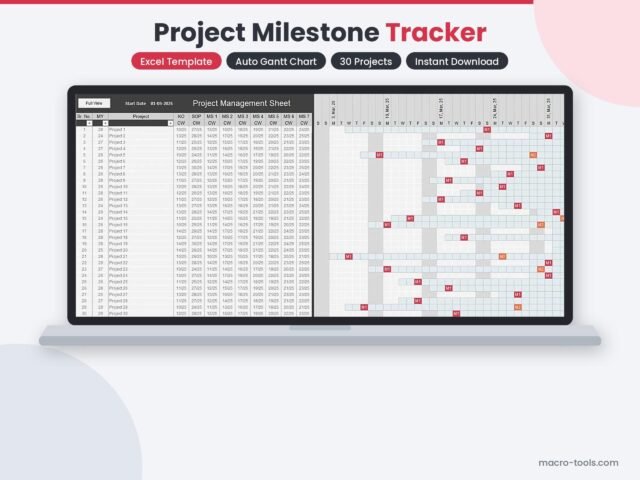 Project Milestone Tracker – Excel Gantt Chart for Multiple Projects