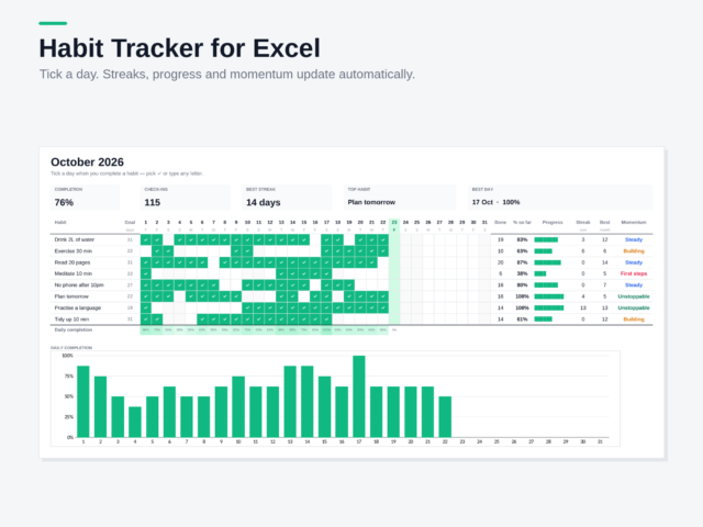 Habit Tracker – Excel Template
