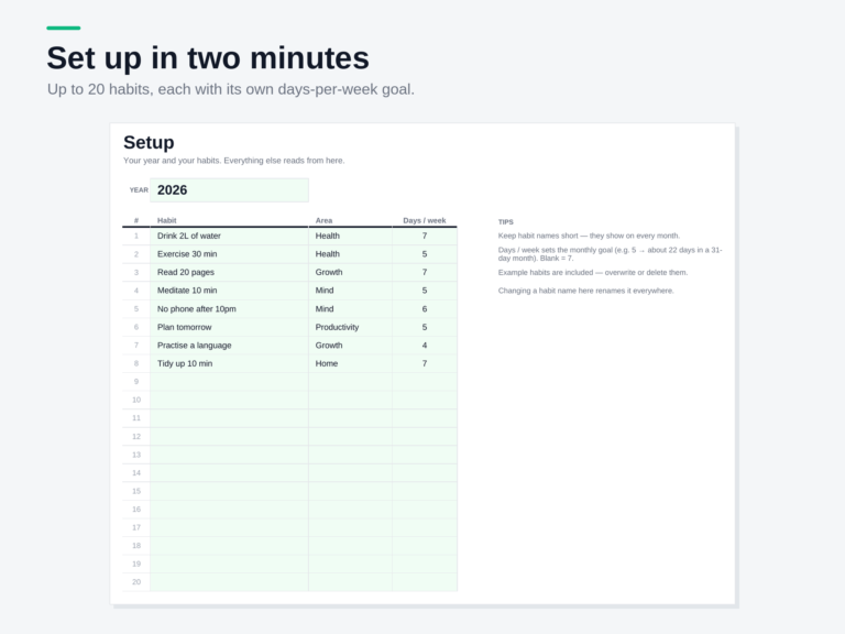 Habit Tracker – Excel Template